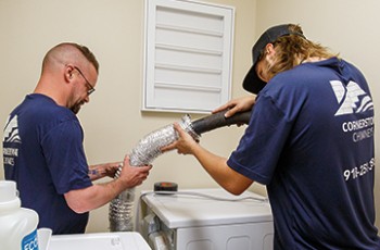 Dryer vents are cleaned from both the interior and exterior of your home. Value News & Values Inc. photos, May 2025.