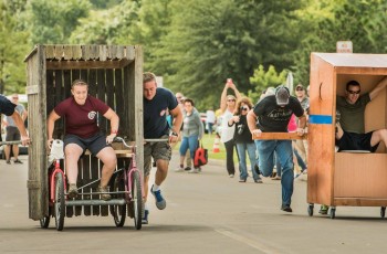 Claremore Police Department and Claremore Fire Department teams participate in the festival’s Outhouse Race. First place wins $500 for the charity of the winner’s choice.