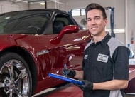 Service technician Steven Olson performs a 32-point vehicle inspection.