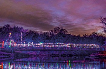 Claremore Lake lights are a stunning display of holiday lights. Photo courtesy of Visit Claremore.