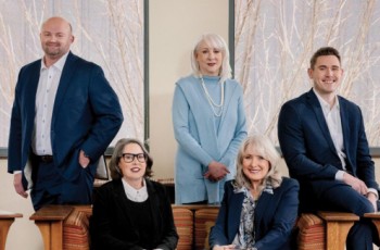 Left to right are AVB Board of Directors Ted Cundiff, Russell Brown, Sally Wilton, Georgeanna Thomas, Kelley Rash, Cooper Rash, and Topper Causby