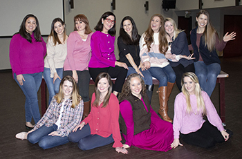 (L-R)- Shelby Calhoun, Miriam Ho-Flores, Jamie Ledbetter, Elizabeth Warren, Ryan Parker, Tiffany Landry, Marissa Gill Douma, Autumn Knutson. Bottom Row (L-R) - Lenoir Reynolds, Lauren Colpitts, Jaclyn Metcalf, Taylor Tate.