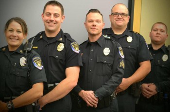 From left, Captain Deidre Hughes, Major Thomas Cooper, Sergeant Joshua Russell, Sergeant Daniel Hurst, and Captain Stephen Garrett II.