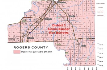 District 3 spans communities across eastern Rogers County, with Commissioner Ron Burrows overseeing 365 miles of county roads and infrastructure. Image courtesy of Ron Burrows for Rogers County Commissioner District 3.