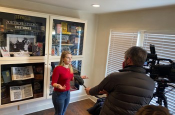 Will Rogers Middle School teacher Sandy Pleasant addresses the media at the Outsiders House and Museum during a trip to the house by over 200 sixth grade students. The trip, made possible with funding by the Will Rogers High School Community Foundation, was an immersive learning experience that included reading and discussing the book, The Outsiders and watching the movie of the same title. The Outsiders was written by Tulsa Will Rogers Hall of Fame aluma S. E. Hinton. Photo: John Beasley