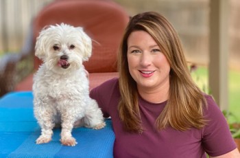 Katy Decker and her maltese, Jaxson.