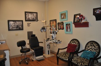 Themed rooms with stylish accents make eye care at Advanced Vision Center feel whimsical and inviting.