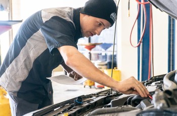 Service technician Richard performs a 32-point safety inspection.