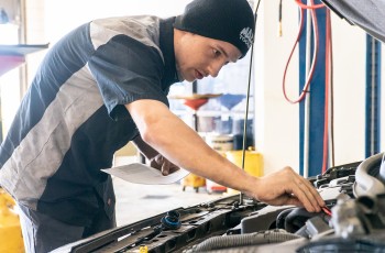 Service technician Richard performs a 32-point safety inspection.