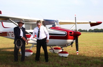 Actors characterize Wiley Post and Will Rogers.