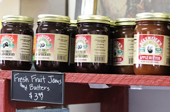 Unique and delicious fresh fruit jams, butters, and spreads can be found in ample supply at Front Porch Bakery, including strawberry, raspberry, apple butter, peach butter and more.