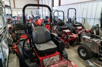 The showroom is only the beginning of TNG’s mower inventory. Their stock includes between 275 and 350 mowers available for purchase.