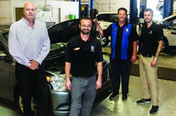 Route 66 Nissan service team (L-R) general manager Jeff York, express advisor Blaine Baird, fixed operations director David Willard and service manager Steven Benike.