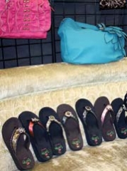 Purses by vendor Deniese Webb and Tigerlily flip flops by vendor Julie Crow will be available at this year’s fair.