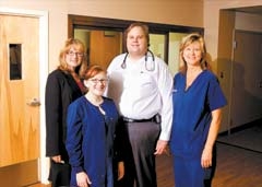 Lori Ormsby, Director; Jessica Franklin, LPN; Eric Blackwell, D.O., TWCC Medical Director and OSU Medical Center Chief of Staff; and Rita Tripplehorn, RN.