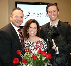 Family members Joel, Kendra and Landon Wiland (and Max) of J. David Jewelry present jewelry-and-rose offerings that are sure to please your special Valentine.