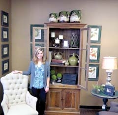 Interior Designer Kristen (Pallett) LaMont shows some of the newest line of custom furnishings available at Surceé Home Décor &amp; Gifts in Owasso.