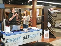 In January, Mill Creek and 94.1 The Breeze teamed up to show area residents how easy it is to clean Smart Strand Forever Clean carpet. Pictured: Dave Weston and Heather Miles.