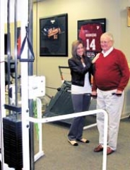 Summit Physical Therapy DPT Cathey Bowling assists Bill ­Salwaechter with the exercises that helped alleviate his pain and improve his strength so he could get back to his active lifestyle. At 83, Salwaechter is planning to do the 2014 Tulsa Run.