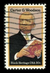 This circa 1980 stamp features Carter G. Woodson, who has been called the “Father of Black History.”