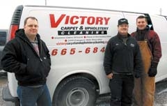 Victory Carpet Cleaning’s Chad Leonard, owner Don Merritt, and Lee Bart specialize in cleaning carpets, upholstery and much more.