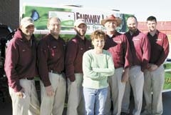 The service team of Fairway Lawns includes (L to R): Mike Lane, Keith Ross, John Ketchum, Kathy Wilder, Branch Manager James Parker, John Robinson and Ross Harrell.