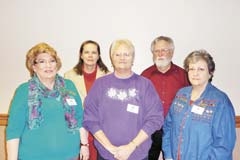 The Sapulpa Genealogy Club 2011 officers (L to R): Cathy Mattix, Christy Jeffries, Donna Jones, Mike Jeffries and Joan Almeida.