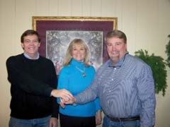 John Haase, Kathy Geyer and Brett Knapp team up to kick off this year’s Rogers County Home, Garden, Farm &amp; Ranch Show.