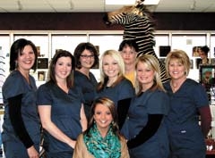 (L to R): Buffy Gaddy, Amanda Howe, Susan Mason, Robi ­Gayman, Jaicee Nelson, Amber Howell, Lora Walker. 
Front: Dr. Abby Overstreet-Hogle.