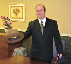 David Barron plays the part of local businessman, Walter Smithson, who throws his hat in the ring as a candidate for governor in the upcoming American Red Cross Murder Mystery.