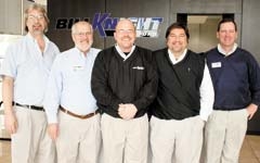 Service Manager Bill Duensing (center) with his team of Bill Knight Ford service advisors (L to R): Bob Craig, Charlie Patterson, Mike Durrett and Dan Brown.