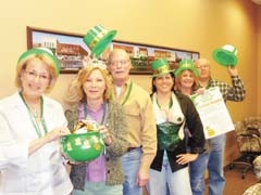 The committee for Claremore’s 3rd annual St. Patrick’s Day celebration ­includes (L to R): Cindy Bissett, Debi Ward, Dave McFall, Cathy Grissett, Brenda Hall and Dale Peterson. (Not pictured: Jeri Koehler and Jerad Girten.)