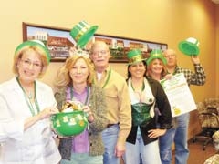 The committee for Claremore’s 3rd annual St. Patrick’s Day celebration ­includes (L to R): Cindy Bissett, Debi Ward, Dave McFall, Cathy Grissett, Brenda Hall and Dale Peterson. (Not pictured: Jeri Koehler and Jerad Girten.)