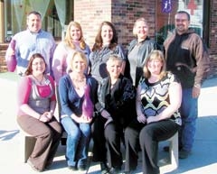 (Back row, L to R): Travis Wilson (First Bank of Claremore), Jackie Taylor (Grand Bank), Jessica Wilbourn (Big Brothers Big Sisters of Oklahoma), Jessica Putz (Cherokee Casino Will Rogers Downs), Ron Burrows (Claremore Expo Center), (Front row, L to R): Megan Snyder (1st Bank), Francis Dudley (Wilson Lillie ­Appraisal), Jodie Grubbs (Keller Williams), and Savannah Haddock (RCB Bank).