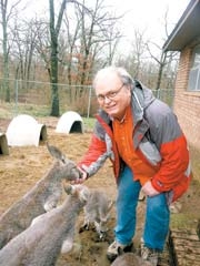 Frank Gaddy has volunteered for Safari’s Sanctuary in Broken Arrow since its inception 15 years ago, and handles public and media relations. He is shown petting a “mob” of friendly kangaroos.