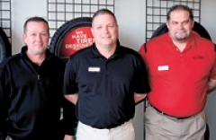 Bob Moore Nissan Fixed Operations Manager Jarrett Rector with two of the dealership’s three service advisors. (L to R): Rector, Steve Eaves and Paul Fraley.