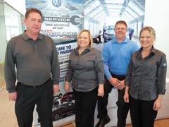 The Don Thornton Volkswagen of Tulsa service team (L to R): Sam, Janet, Doug and Kim.