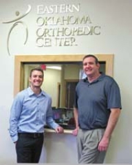 Isaac Bethea, left, who was born and raised in Claremore, has joined the practice of Dr. Steven Hardage as a physician assistant (PA) at the Eastern Oklahoma Orthopedic Center. Expanding his staff allows Dr. Hardage to now offer same day and next day appointments when needed.