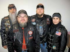 Members of the Tulsa chapter of Bikers Against Child Abuse: Cruncher, Radar, Shamrock and Little V.