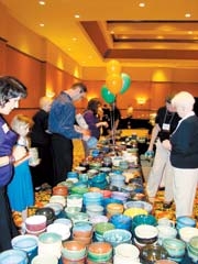 Attendees of CFBEO’s Empty Bowls fundraiser each ­receive a handcrafted souvenir soup bowl, handcrafted and donated by WaterWorks Art Center, as a reminder of the many empty bowls in Oklahoma.