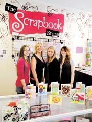 Elyssa Kaufman, Jerri Ann Currey, Jordan Hendrickson, and Aimee Cressman are ready to assist you at The Scrapbook Store.