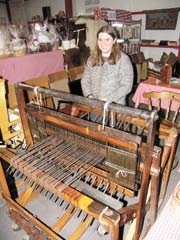 Heather stands by the loom at Shepherd’s Cross.