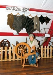Dr. Diane Dickson demonstrates the authentic way of spinning wool, part of the Shepherd’s Cross Woolly Weekend.