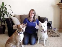 Jennifer Schneider with her dogs, Jiggy and Kita.