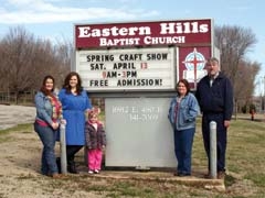 Eastern Hills Baptist Church is gearing up for their 2nd ­Annual Spring Craft Show on 
April 13. From left: Trista Hill, Dawna Church, Dixie Hill, Sharon Tallman and Pastor Philip Tallman. The church is located one mile north of Will Rogers Downs in Claremore.