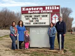 Eastern Hills Baptist Church is gearing up for their 2nd ­Annual Spring Craft Show on 
April 13. From left: Trista Hill, Dawna Church, Dixie Hill, Sharon Tallman and Pastor Philip Tallman. The church is located one mile north of Will Rogers Downs in Claremore.