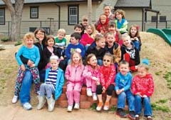 Children enjoy the “natural” playground at Mustard Seed Christian Preschool.