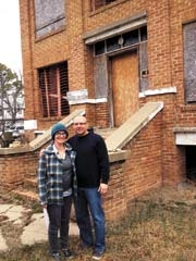 Heather Hartness and Karl Engel at the old Franklin Hospital.