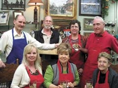 Claremore downtown merchants prepare to host “Taste of Claremore” (L to R):
(back row) Dugger Duncan, Mr. Rogers Neighborhood; David Wolf, A Gallery of the Arts; Janice Whittaker, Bike About Bicycles; Vic West, Heins Jewelry; (front row) Brenda Reno, Sailor Antiques; Barbara Cruse, Ann &amp; Barbara’s Interiors; and Jenny Meeks, Outwest Home Décor.