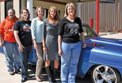 Sapulpa Main Street committee members for the 2014 ­presentation of the Route 66 Blowout ­include (L to R): Carl Prescott, Sapulpa Arts Director Sheri Waldrop, Kallie McGuire, Gina Belk and Sapulpa Main Street Director Cindy McDonald.